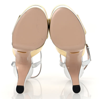 Gucci Metallic Nappa Double G 40/135mm Platform Sandals 37.5 Gold Silver 7 of 12