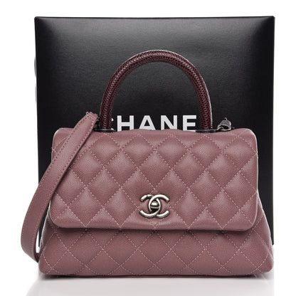 Chanel Caviar Lizard Quilted Mini Coco Handle Flap Pink 8 of 8