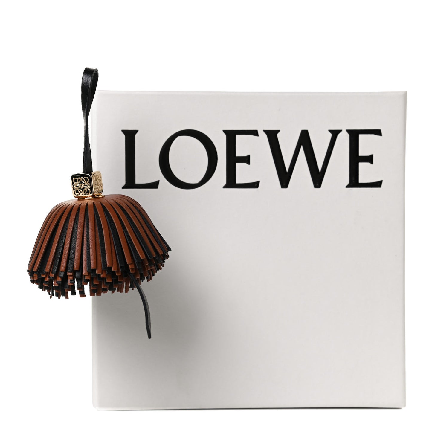 Calfskin Tassel Bag Charm Dark Tan
