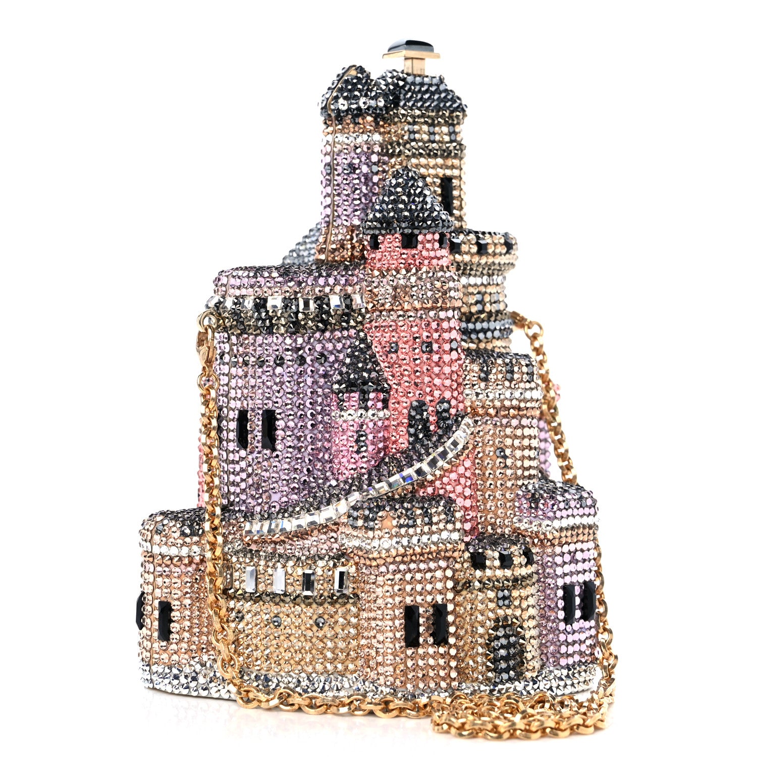 Judith Leiber Swarovski Crystal Castle Minaudiere Clutch Multicolor 3 of 9