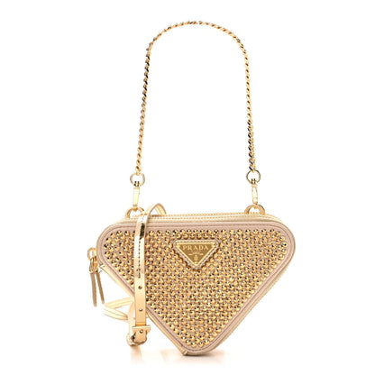 Prada Satin Crystal Mini Triangle Crossbody Pouch Platino 1 of 11