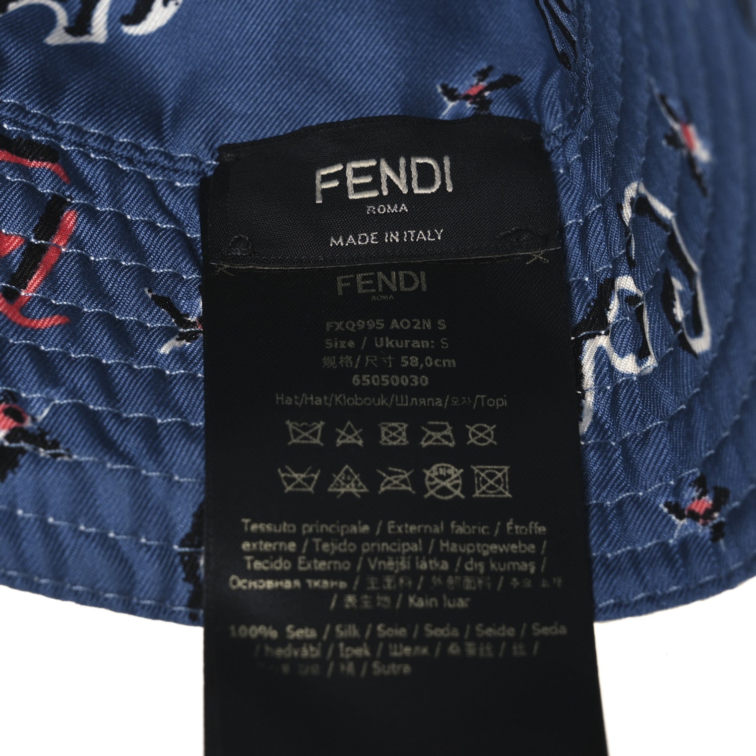Fendi Silk Zodiac Reversible Bucket Hat S White Blue 14 of 14