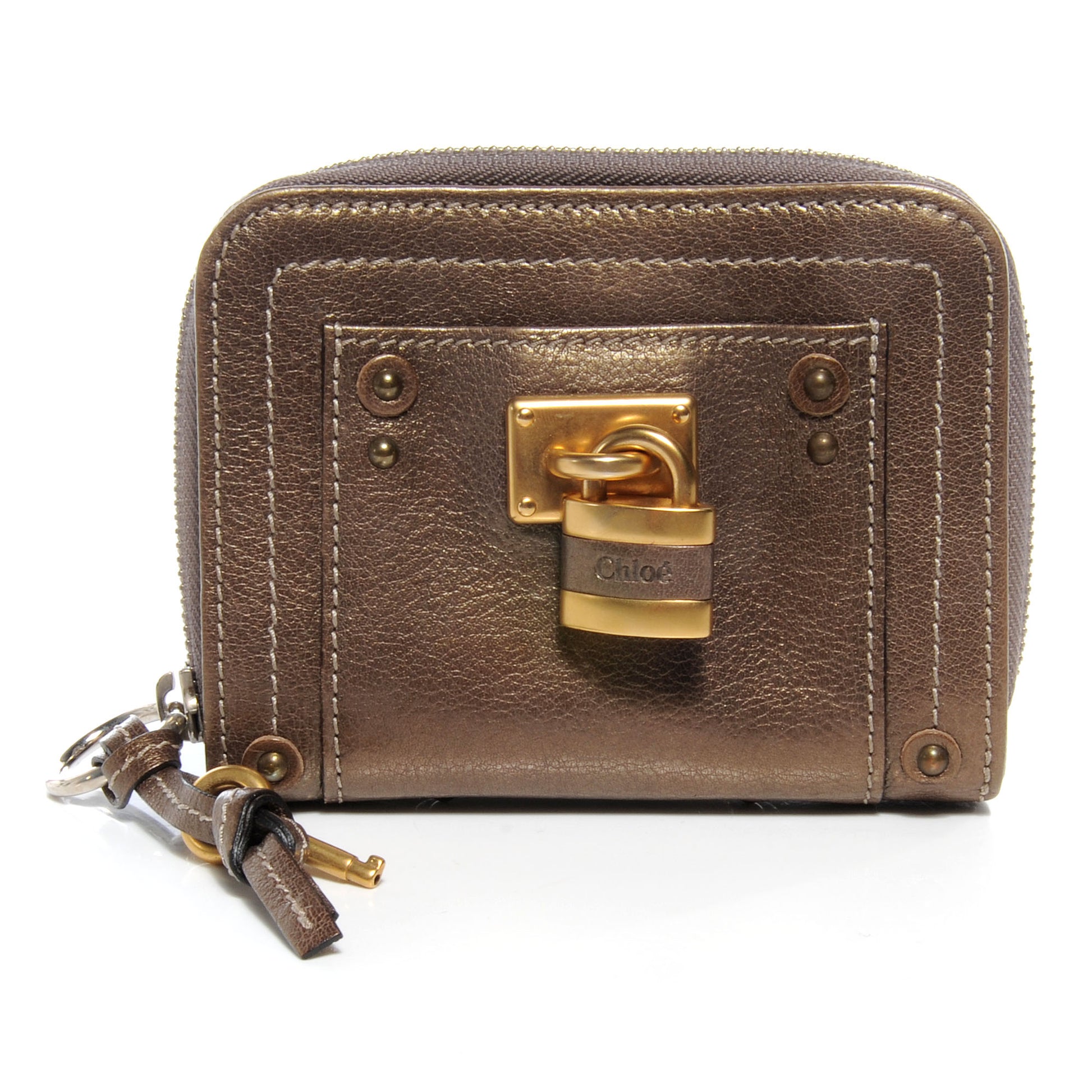 Chloe Leather Paddington French Wallet Metallic 1 of 8
