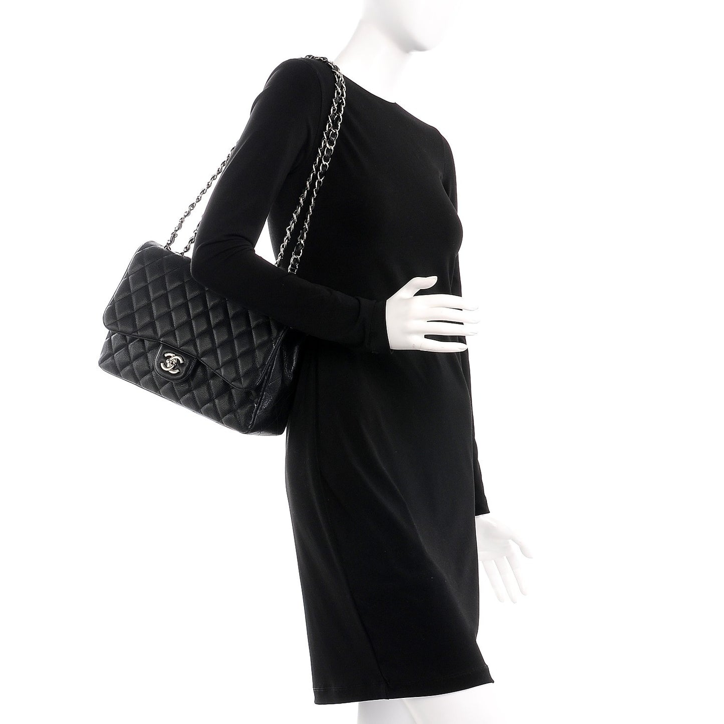 Caviar Quilted Jumbo Single Flap Black