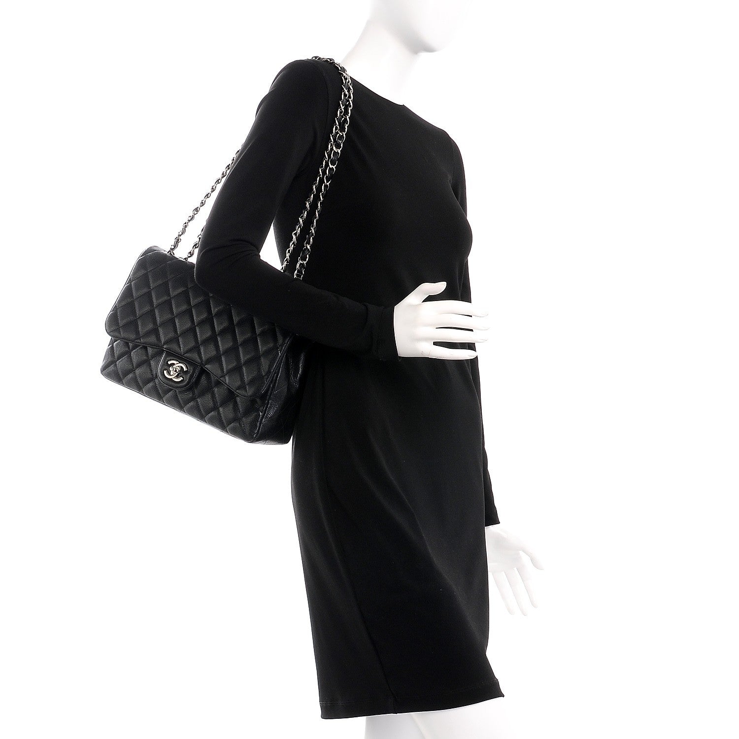 Chanel Caviar Quilted Jumbo Single Flap Black 3 of 9