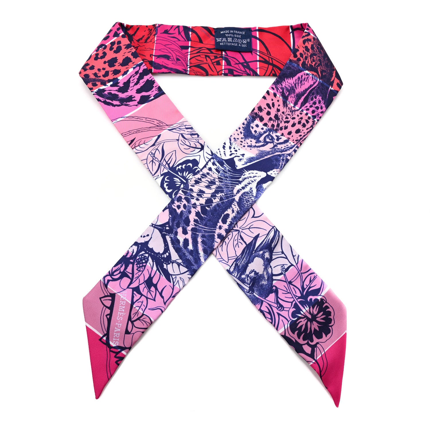 Hermes Silk Jungle Love Rainbow Twilly Rose Vif Encre White 1 of 4