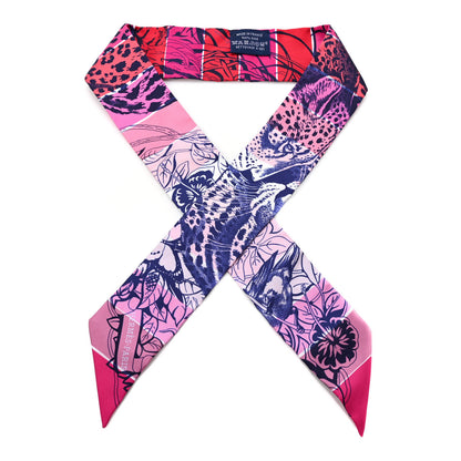 Hermes Silk Jungle Love Rainbow Twilly Rose Vif Encre White 1 of 4
