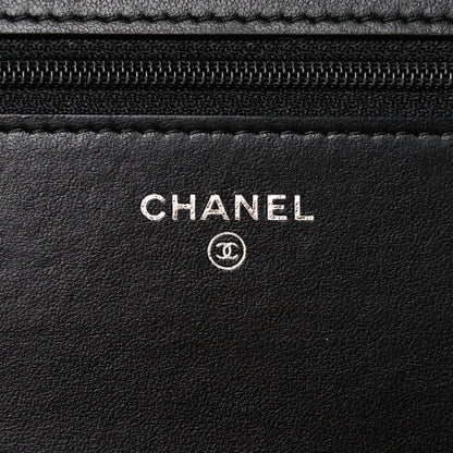 Chanel Caviar Camellia Embossed Wallet On Chain WOC Black 7 of 10