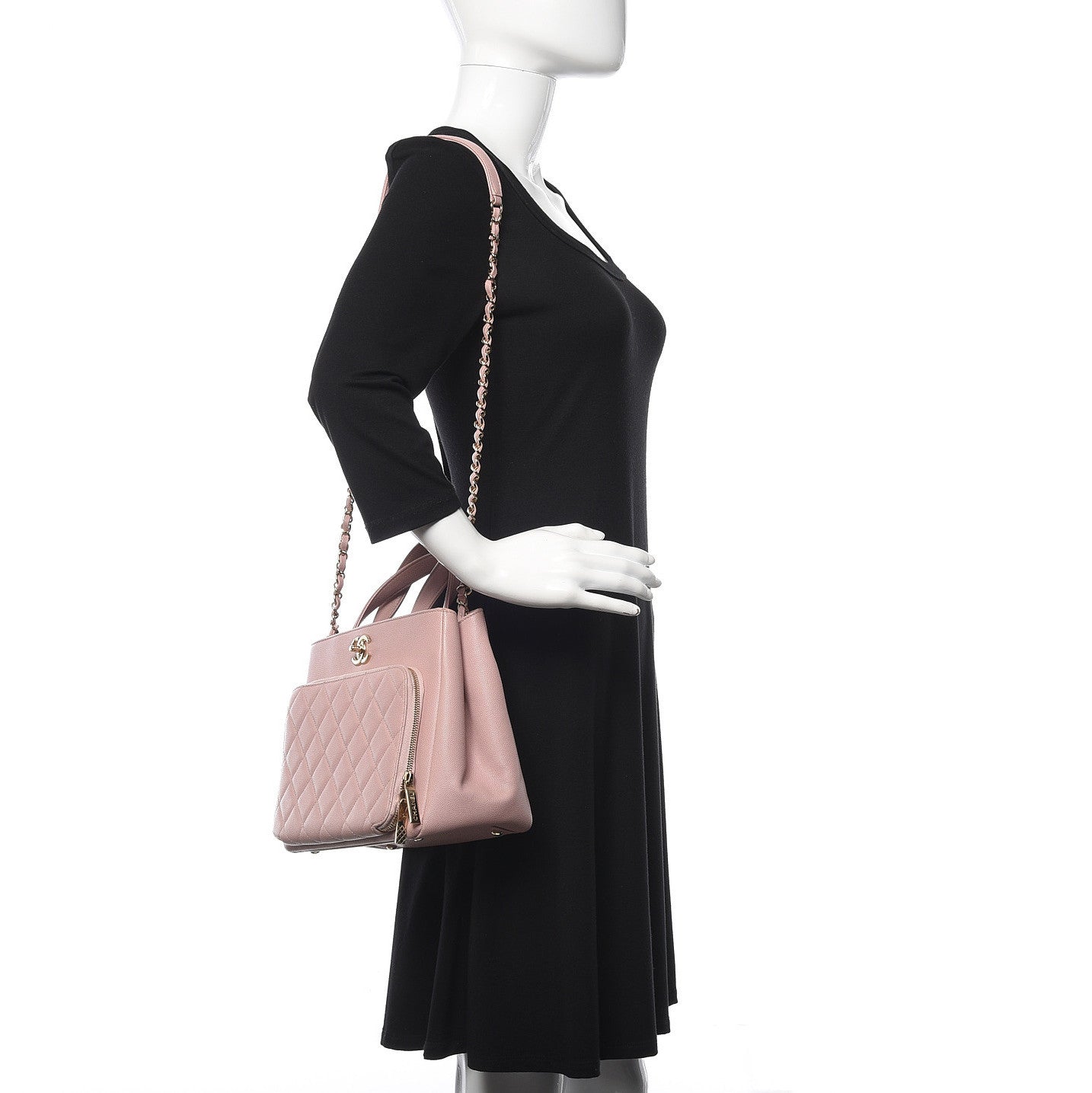 Caviar Quilted Small Business Affinity Shopping Bag Light Pink