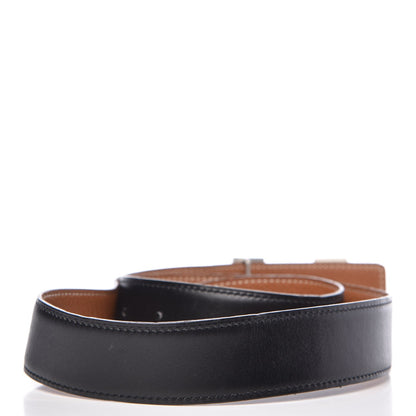 Hermes Box Togo 32mm Guilloche H Belt 80 Black Gold 3 of 10