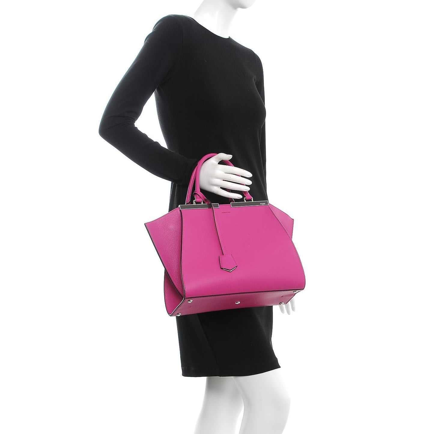 Vitello Dolce Shiny Nappa Petite 3Jours Tote Magenta Carbone