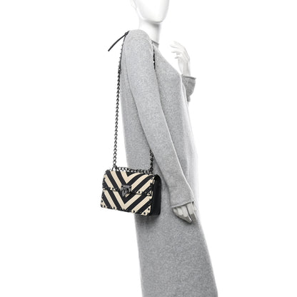 Valentino Garavani Vitello Chevron Medium Rockstud Flip Lock Crossbody Bag Light Ivory Black 2 of 14