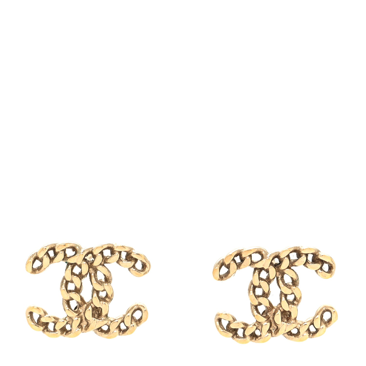 Chanel Metal Chain Link CC Earrings Gold 1 of 4
