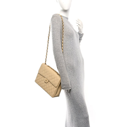 Chanel Caviar Quilted Jumbo Single Flap Beige 2 of 10