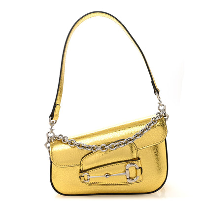 Gucci Metallic Demetra Mini Horsebit 1955 Asymmetric Shoulder Bag Gold 1 of 12
