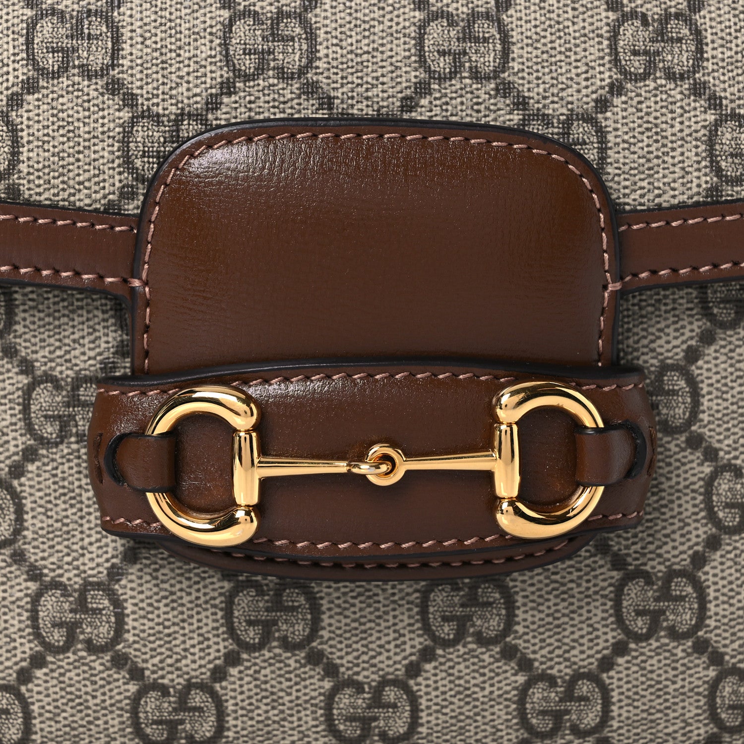 Gucci GG Supreme Monogram Web Mini Horsebit 1955 Shoulder Bag Beige Brown Sugar 8 of 11