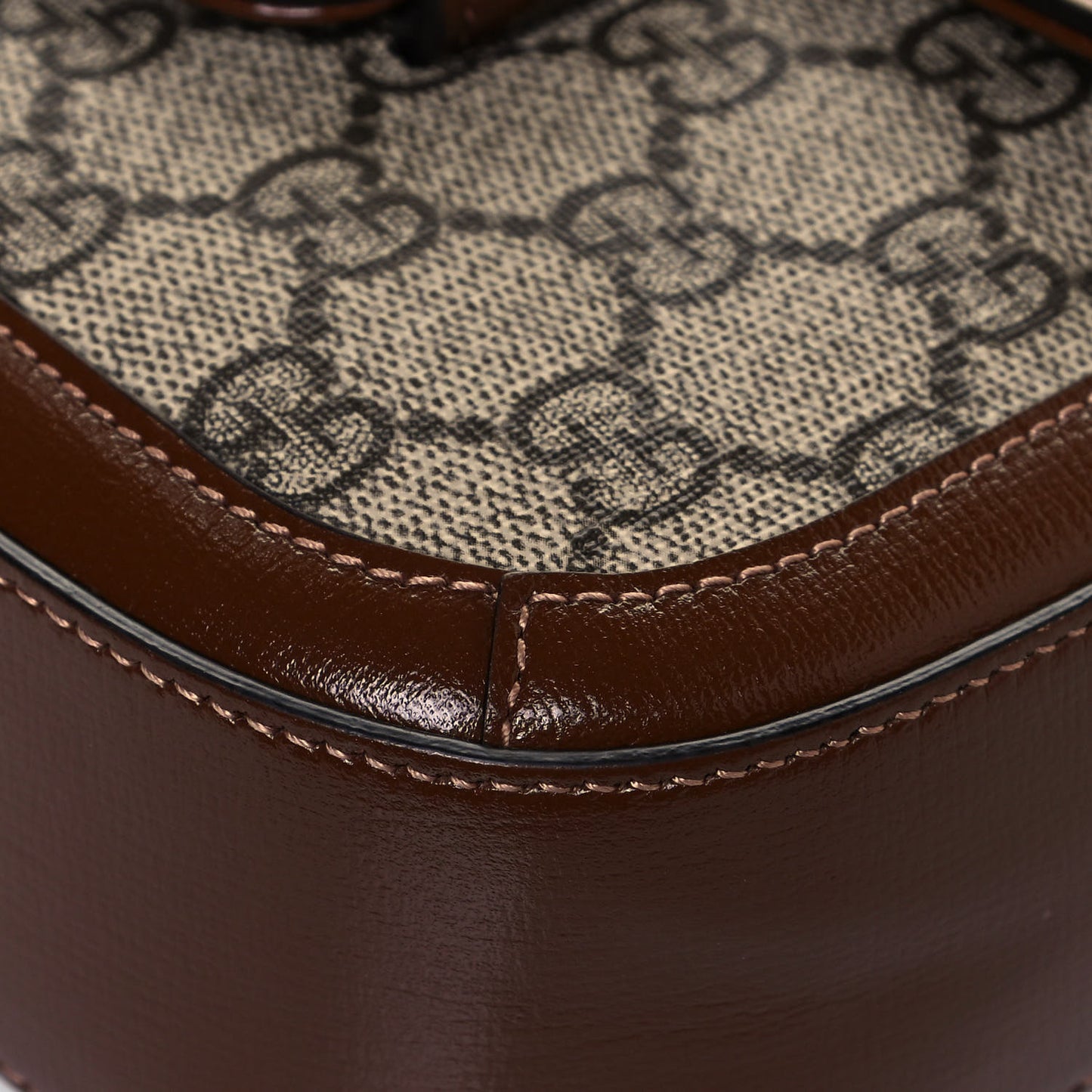 GG Supreme Monogram Web Mini Horsebit 1955 Shoulder Bag Beige Brown Sugar