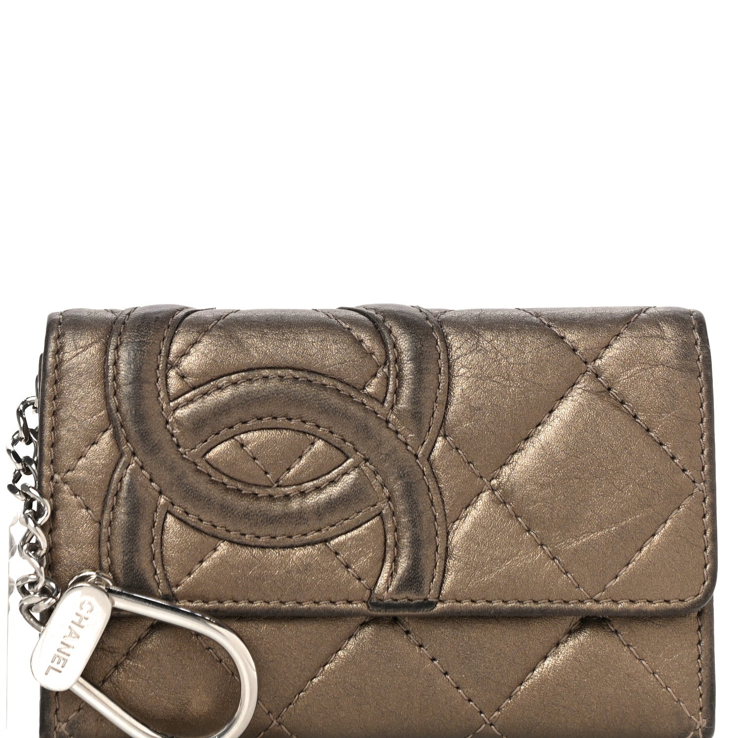 Chanel Metallic Calfskin Quilted Cambon Key Holder Case Bronze 10 of 23