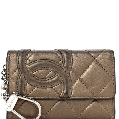 Chanel Metallic Calfskin Quilted Cambon Key Holder Case Bronze 10 of 23