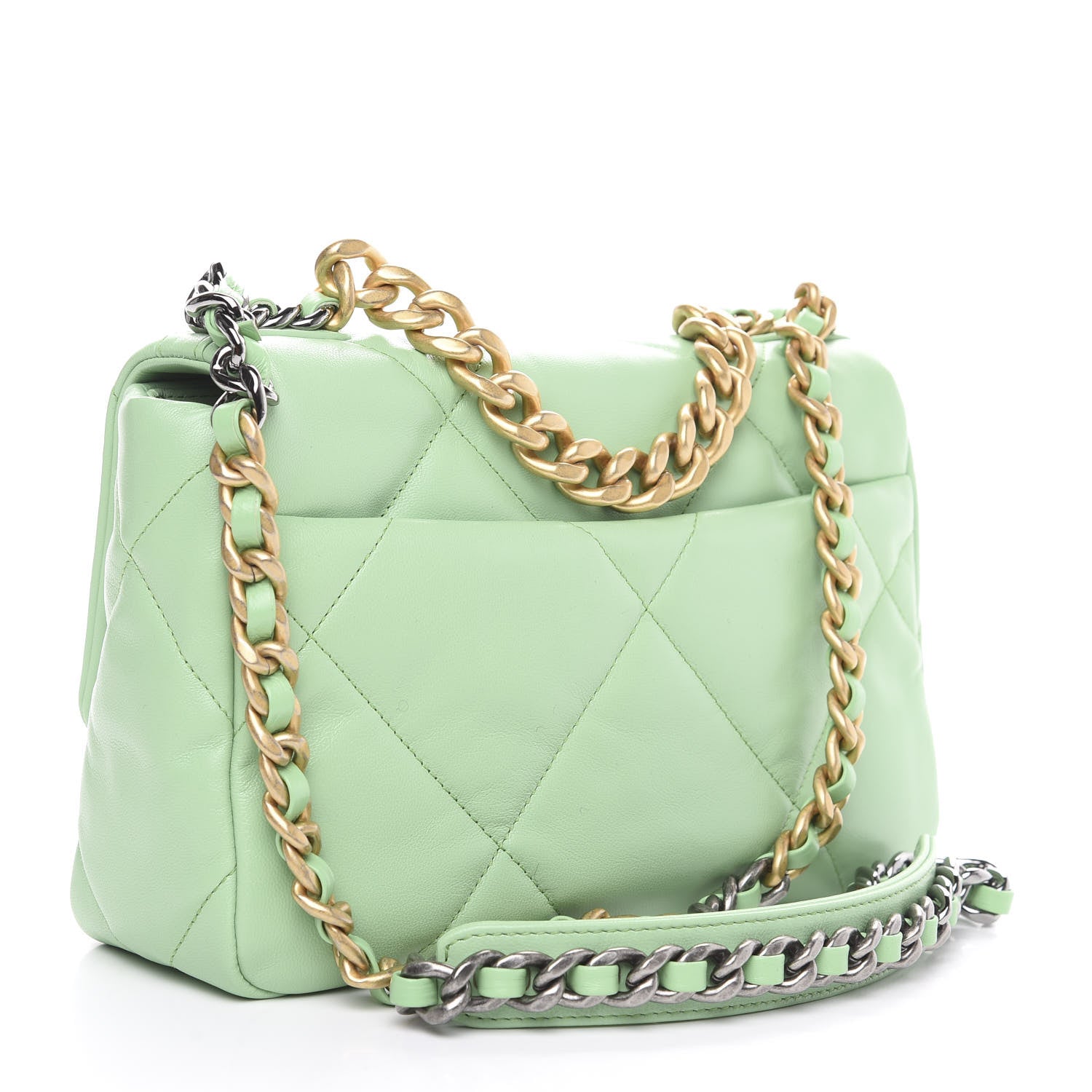 Chanel Goatskin Quilted Medium 19 Flap Light Green 2 of 10