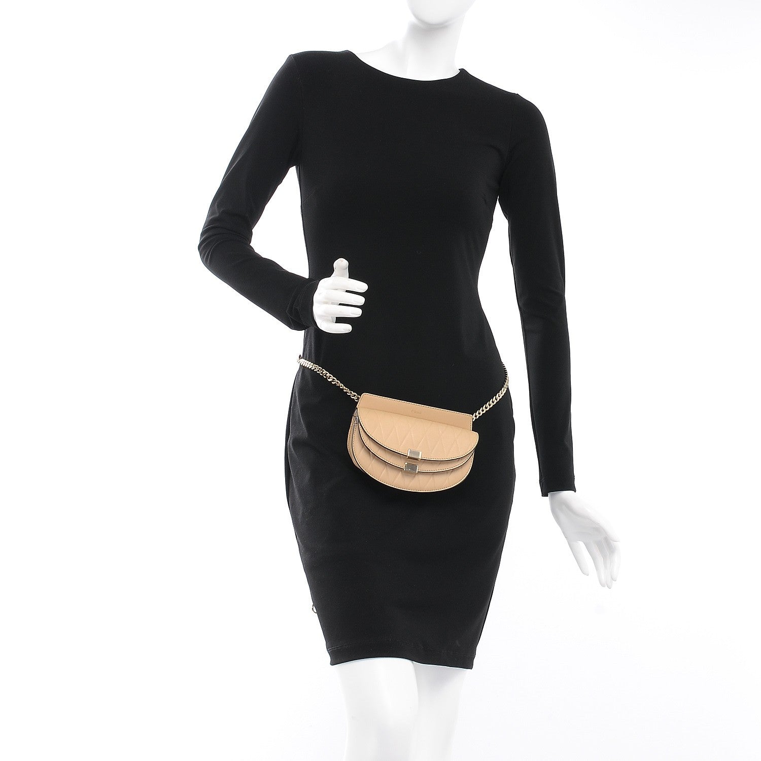 Chloe Calfskin Embossed Nano Georgia Crossbody Bag Sand 2 of 8