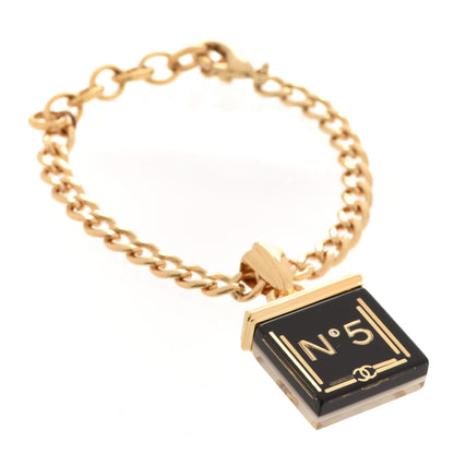 Chanel Metal Resin Crystal No 5 Bracelet Gold Black White 1 of 6