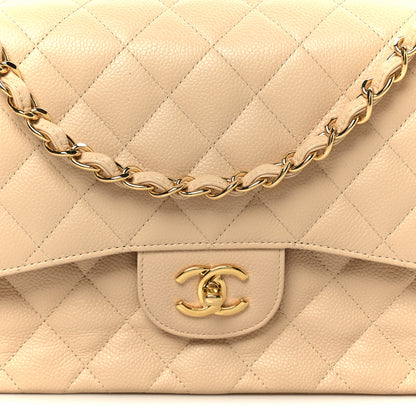 Chanel Caviar Quilted Jumbo Double Flap Beige 9 of 11