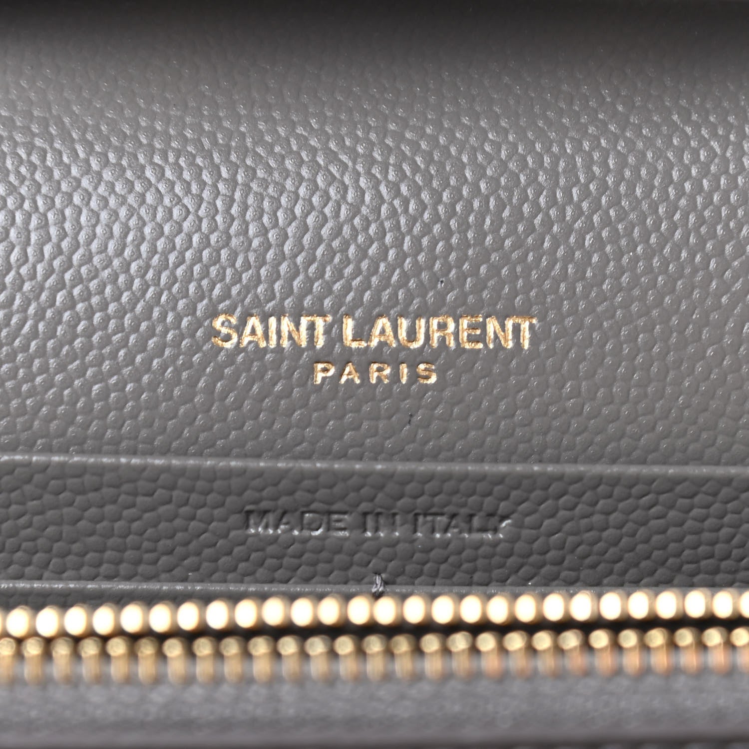 Saint Laurent Grain De Poudre Matelasse Chevron Monogram Chain Wallet Fog 6 of 8