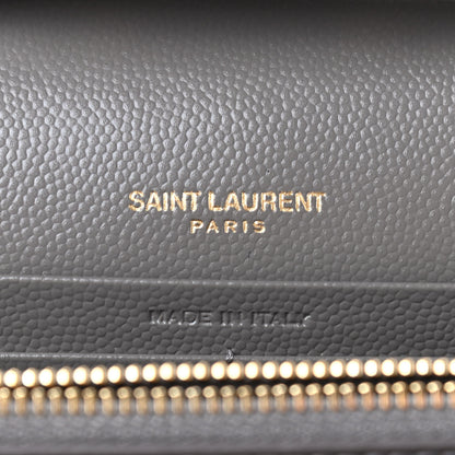Saint Laurent Grain De Poudre Matelasse Chevron Monogram Chain Wallet Fog 6 of 8