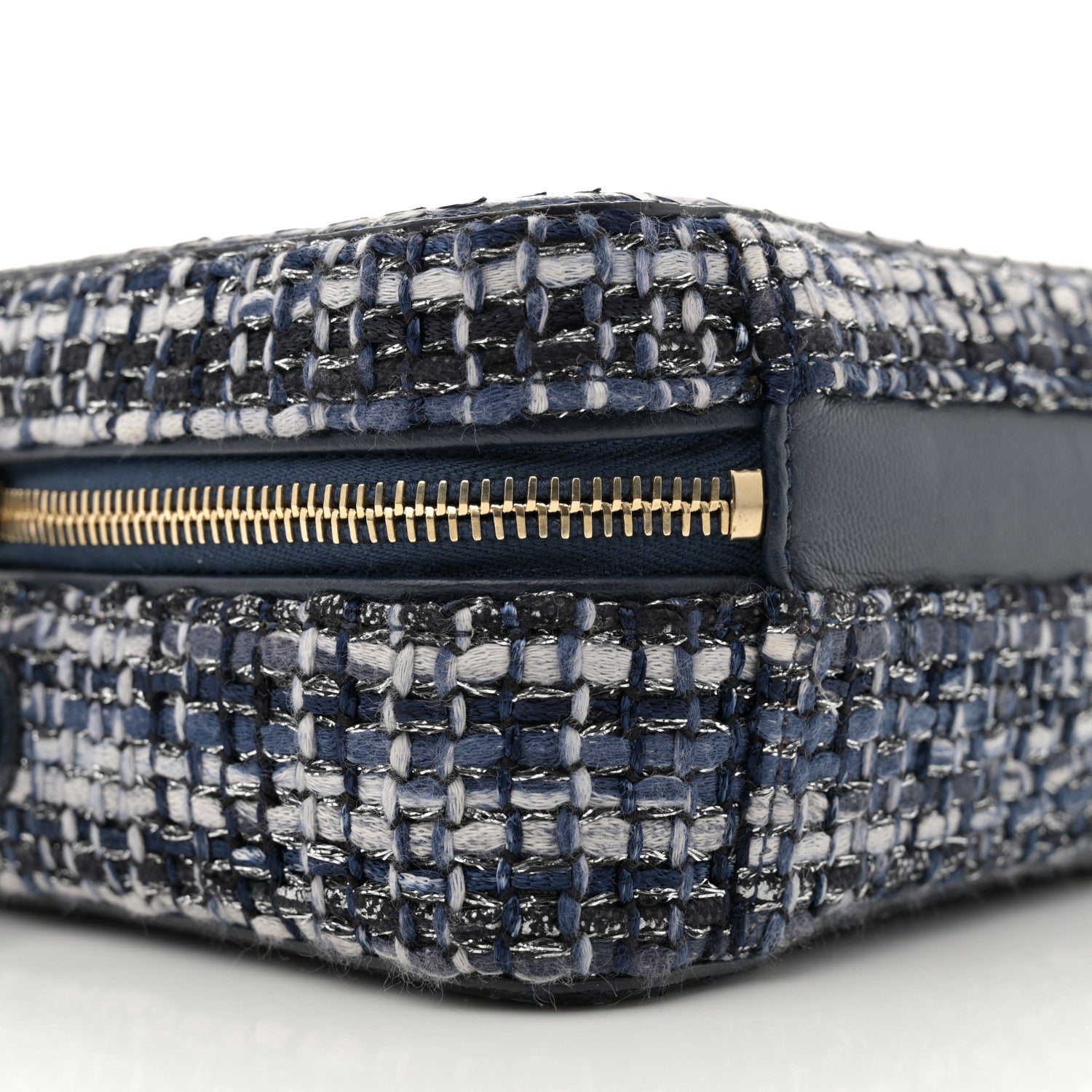 Chanel Tweed Snakeskin Quilted Small CC Filigree Vanity Case Dark Navy 9 of 11
