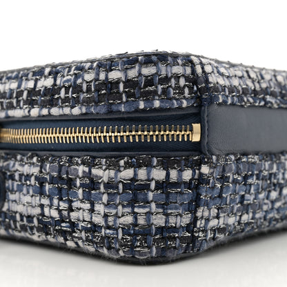 Chanel Tweed Snakeskin Quilted Small CC Filigree Vanity Case Dark Navy 9 of 11