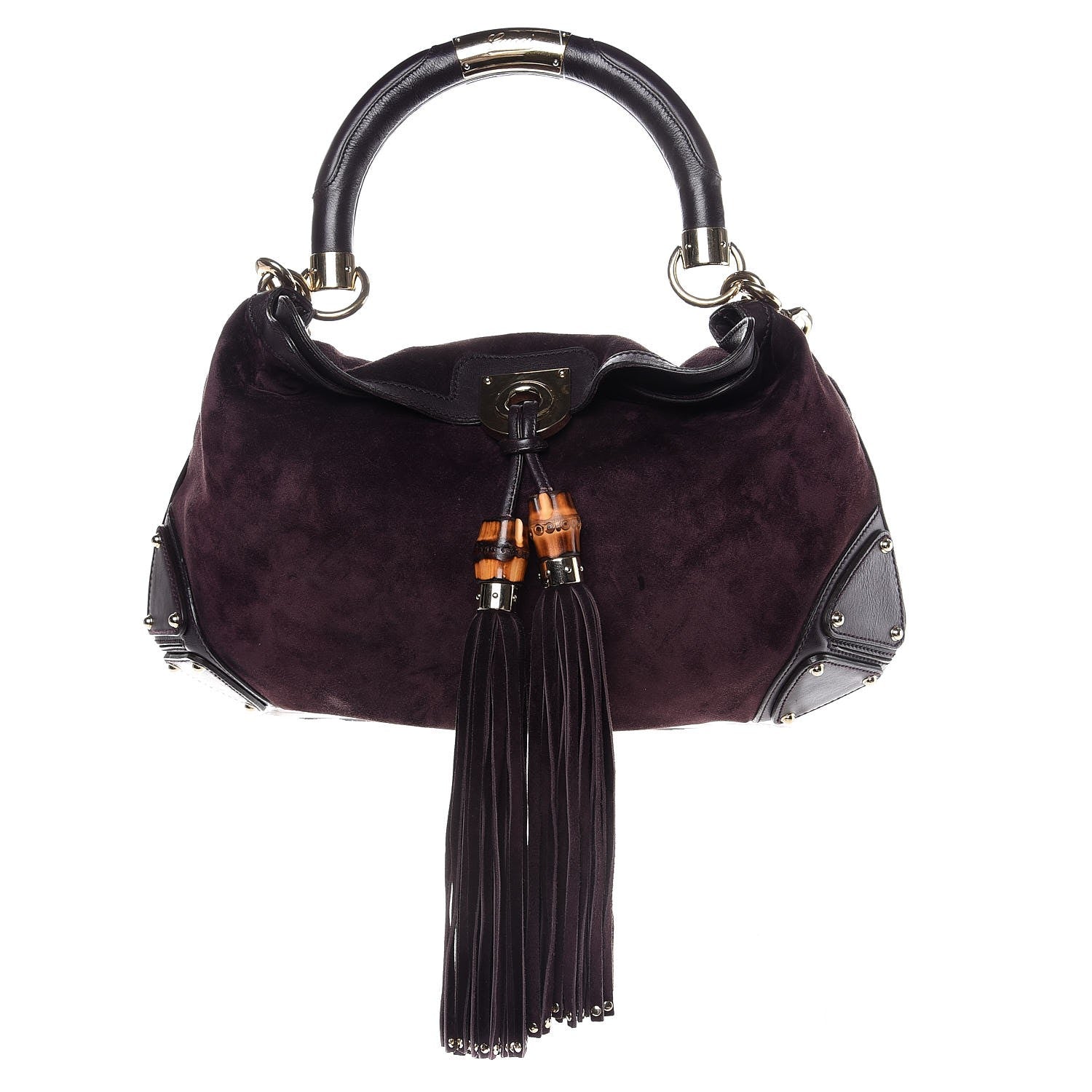Gucci Suede Medium Indy Top Handle Hobo Purple 1 of 9