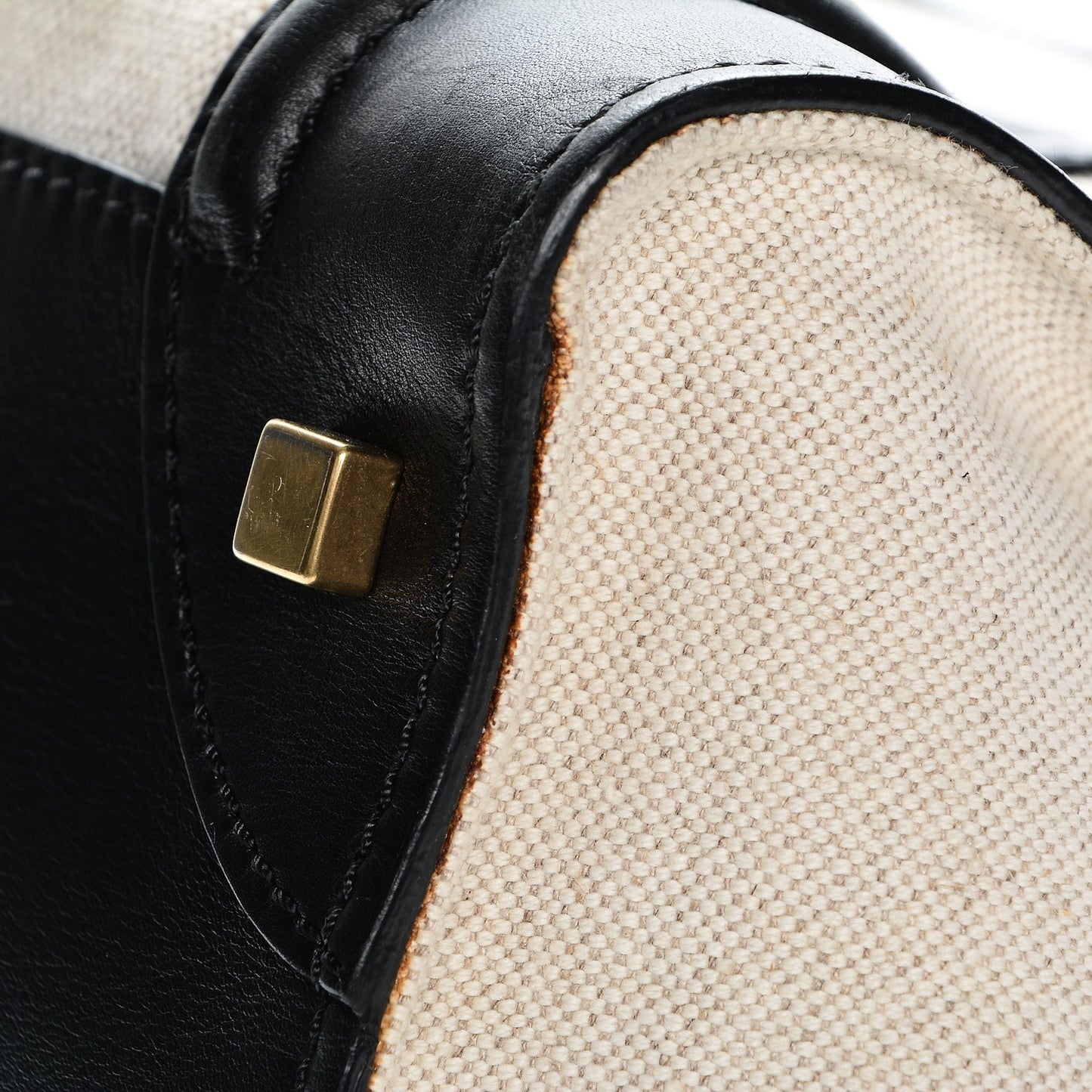 Natural Canvas Smooth Calfskin Mini Luggage Cream
