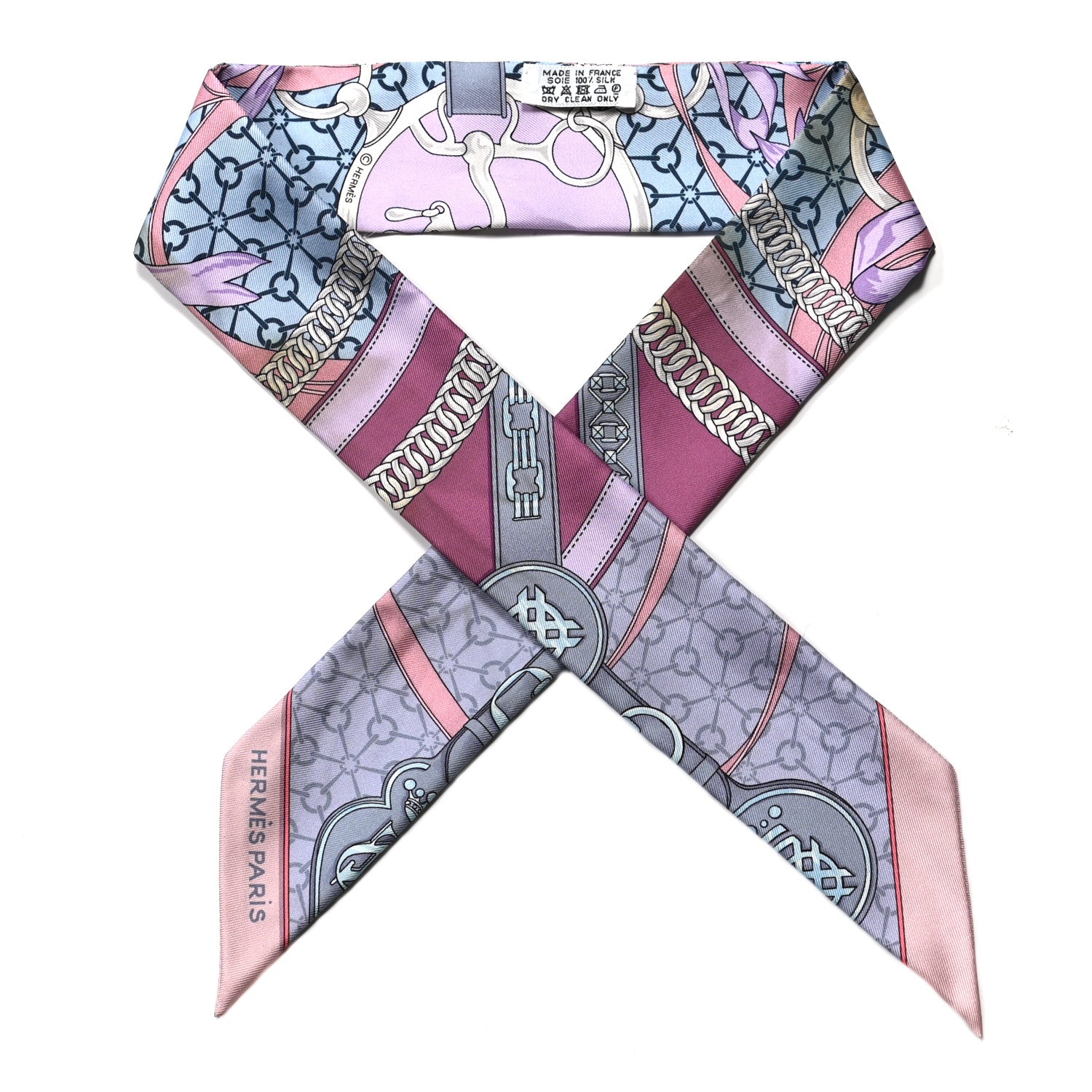 Hermes Silk La Promenade Du Matin Twilly Mauve Ciel Gris 1 of 7