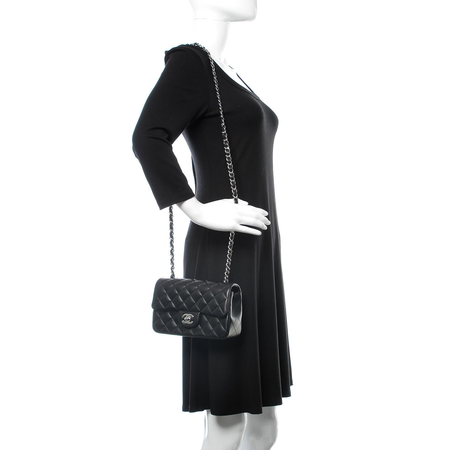 Chanel Lambskin Quilted Mini Rectangular Flap Black 2 of 10