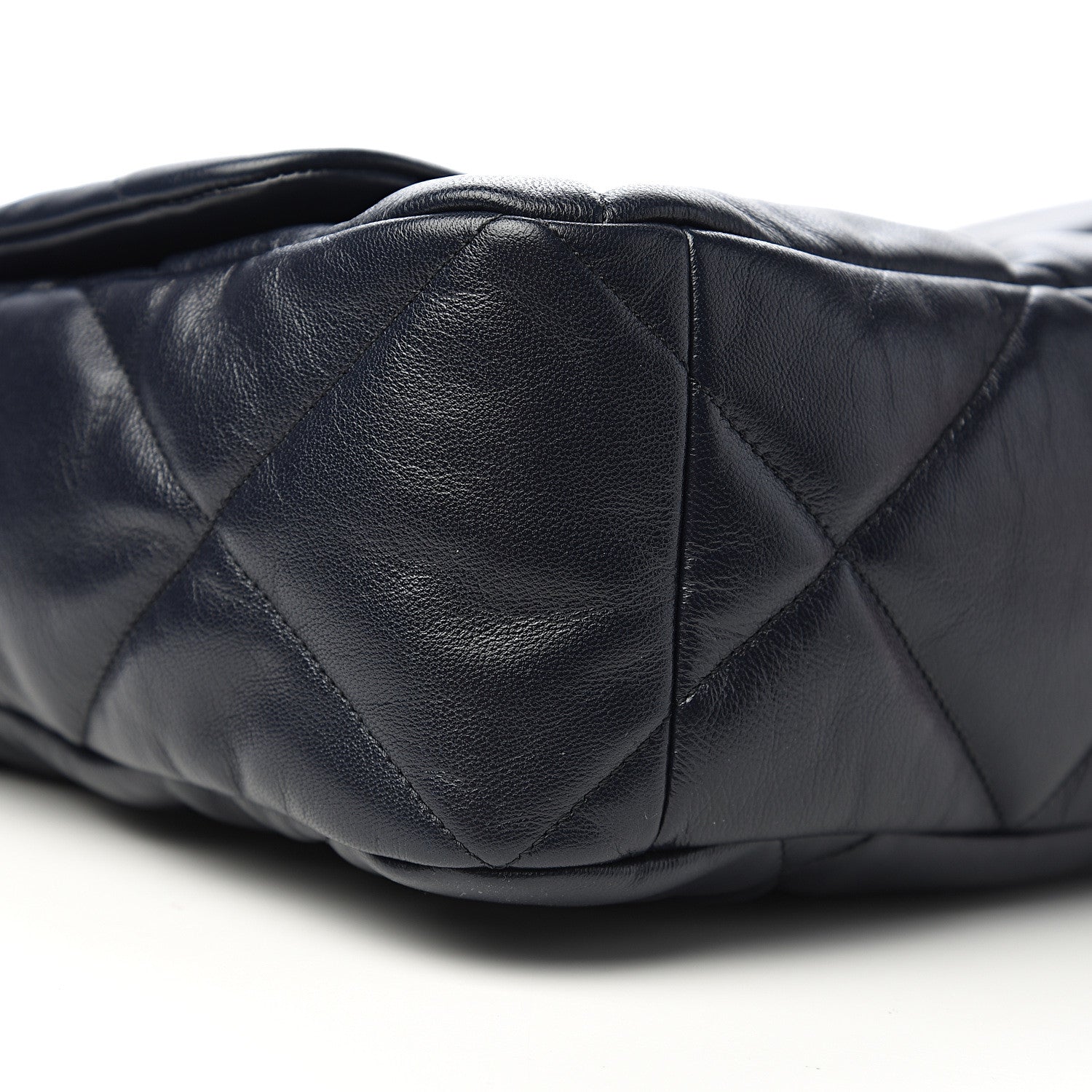 Chanel Shiny Goatskin Quilted Maxi 19 Flap Navy Blue 7 of 11