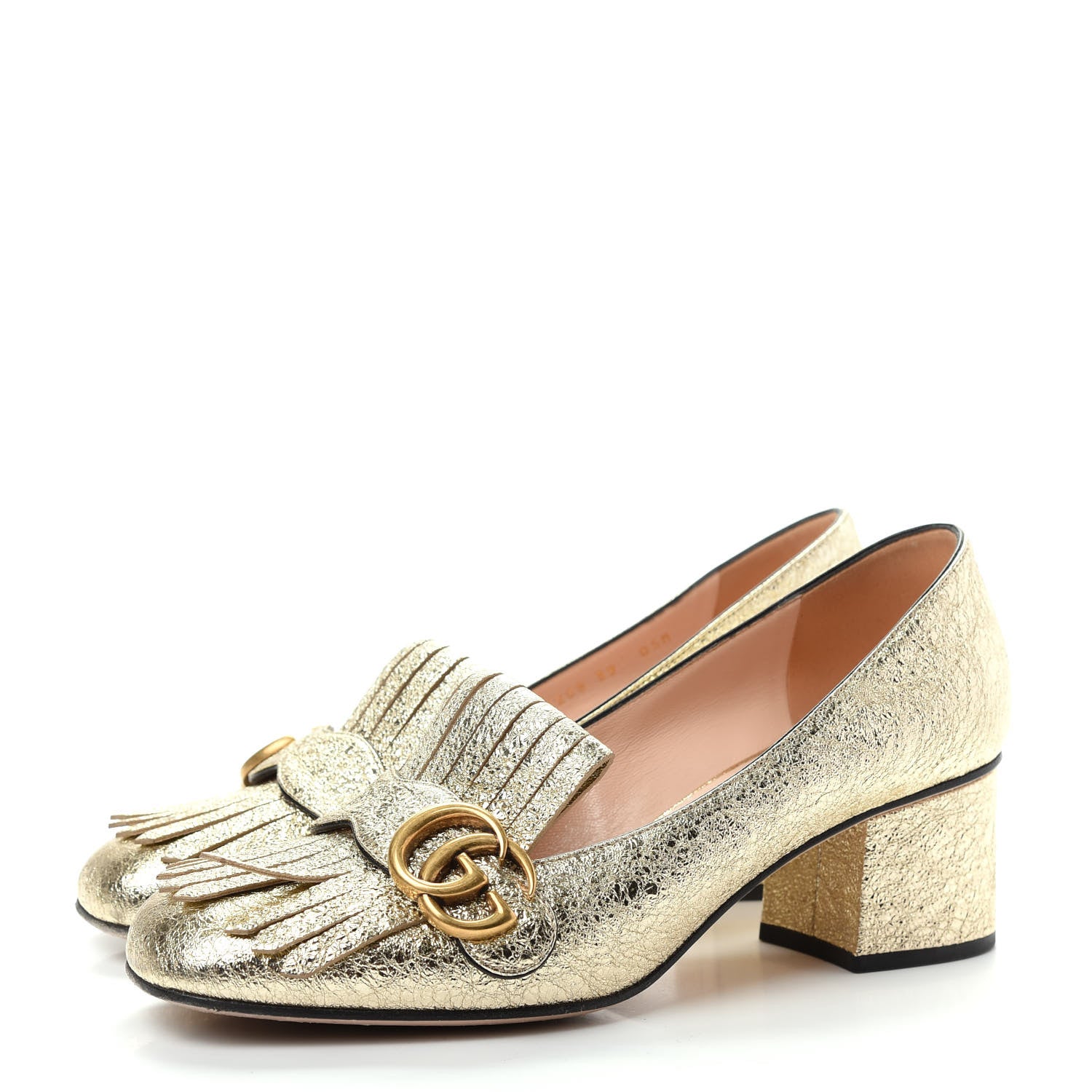 Gucci Galassia GG Marmont Fringe 50mm Loafer Pumps 39 Platino 3 of 10