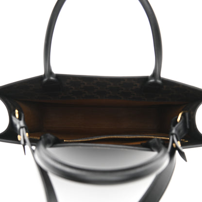 Celine Triomphe Canvas Calfskin Medium Vertical Cabas Black 5 of 11