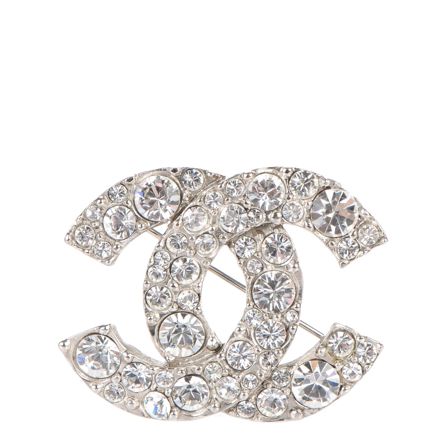 Crystal Large CC Brooch Silver