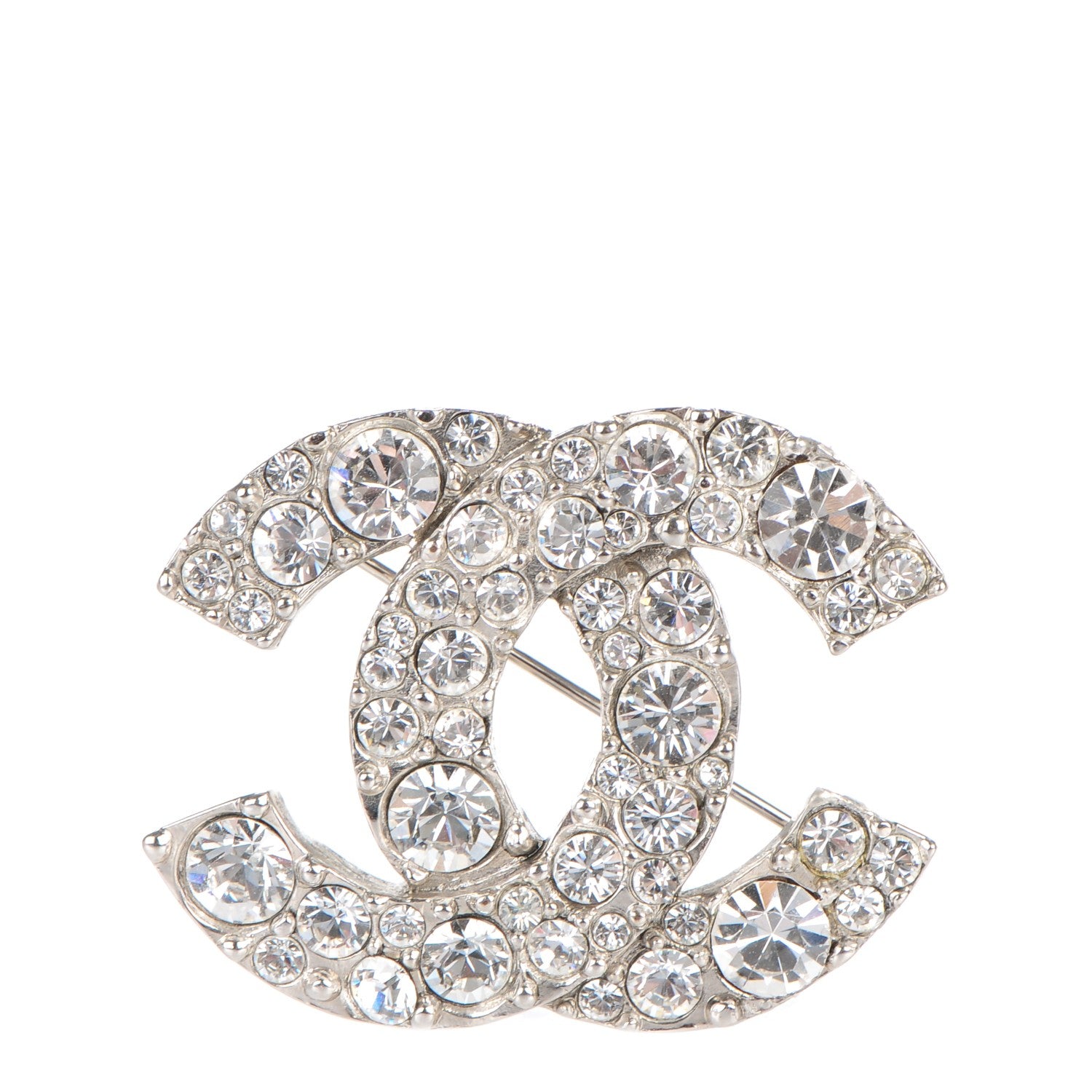 Chanel Crystal Large CC Brooch Silver 1 of 5