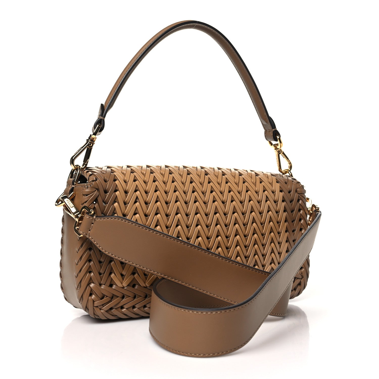 Fendi Vitello King Ceylon Intreccio Baguette  Sand 3 of 10
