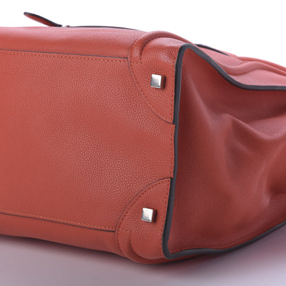 Celine Drummed Calfskin Mini Luggage Vermillon 7 of 8