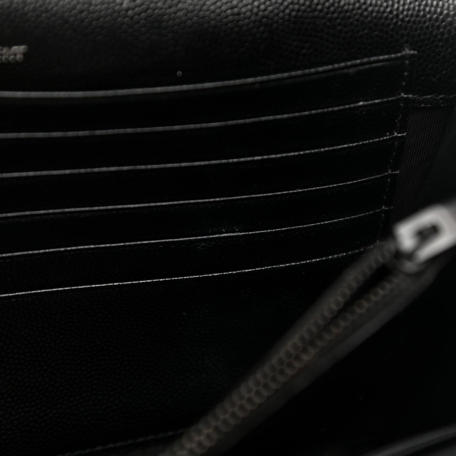 Saint Laurent Grain De Poudre Matelasse Chevron Monogram Chain Wallet Black 10 of 12