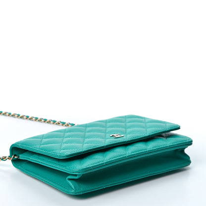 Chanel Caviar Quilted Wallet On Chain WOC Turquoise 3 of 9