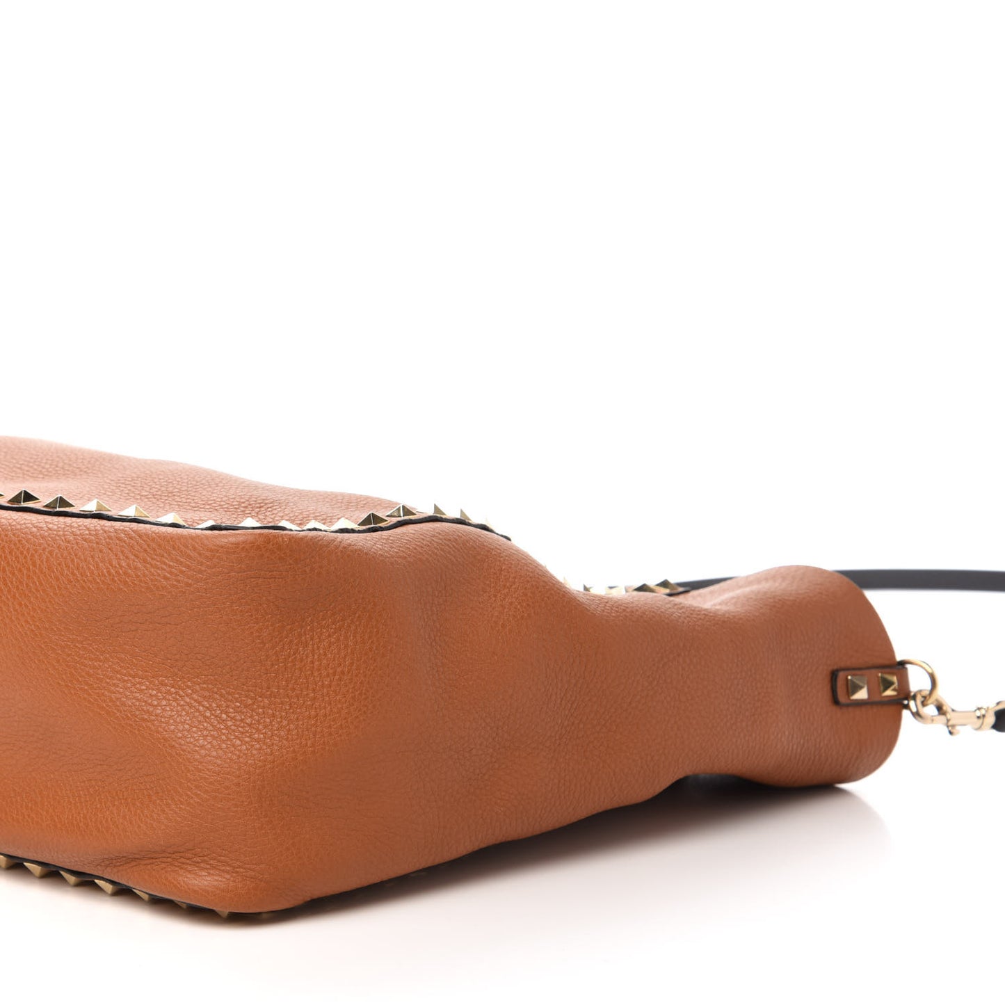 Pebbled Calfskin Medium Rockstud Reversible Tote Black Light Cuir