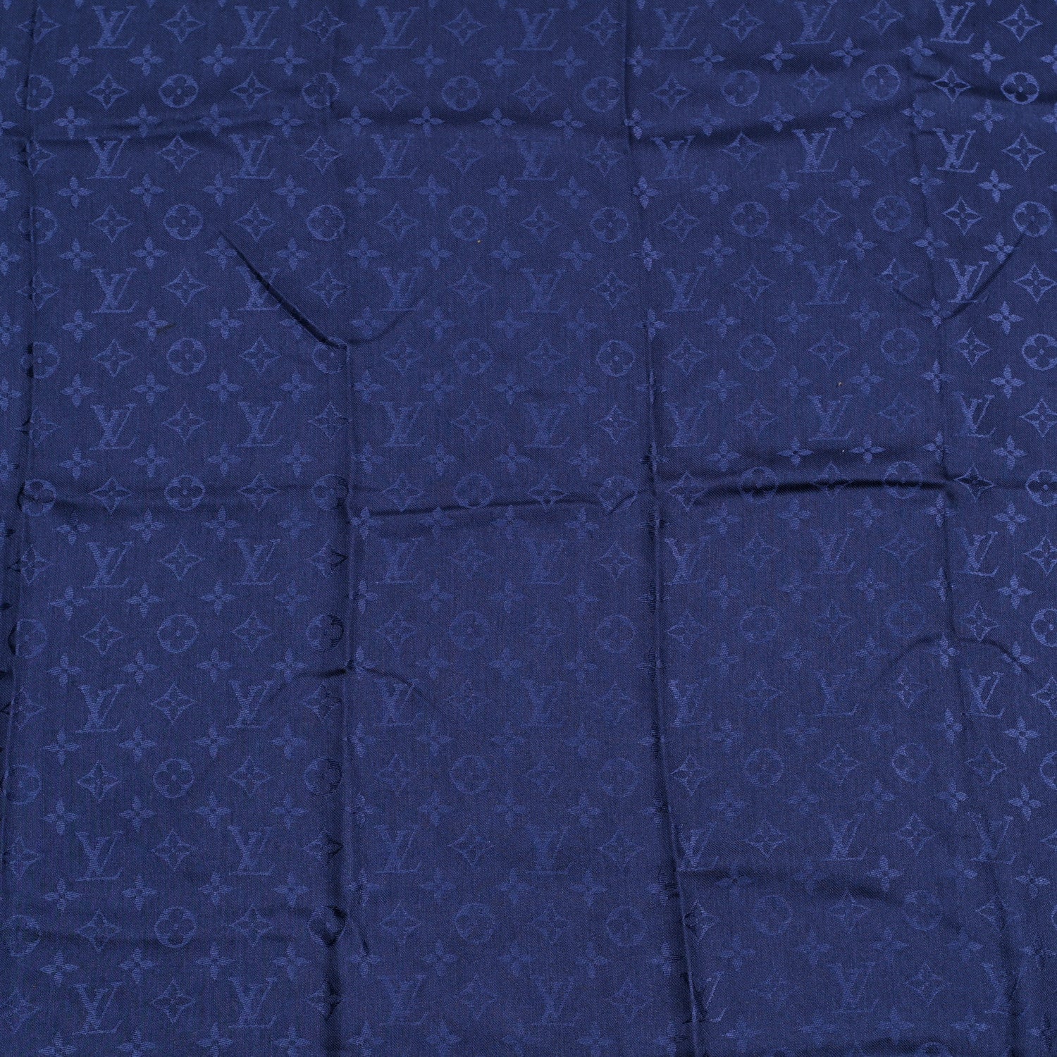 Louis Vuitton Silk Wool Monogram Shawl Night Blue 3 of 4
