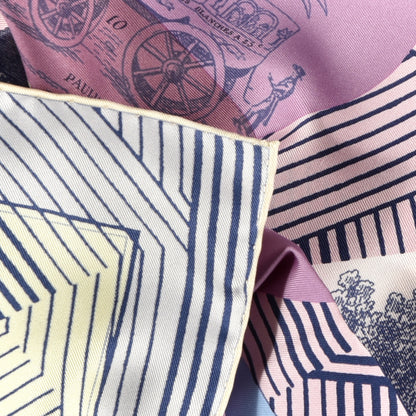 Hermes Silk Jeu Des Omnibus Remix Scarf 90 Parme Jaune Saufre Mauve 4 of 4