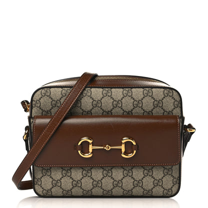 Gucci GG Supreme Monogram Small Horsebit 1955 Shoulder Bag Beige Brown Sugar 1 of 10