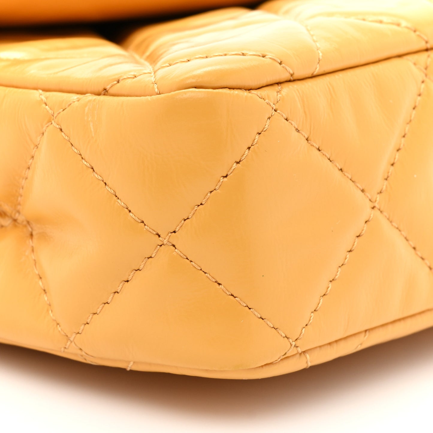 Crumpled Calfskin Quilted Clutch Yellow