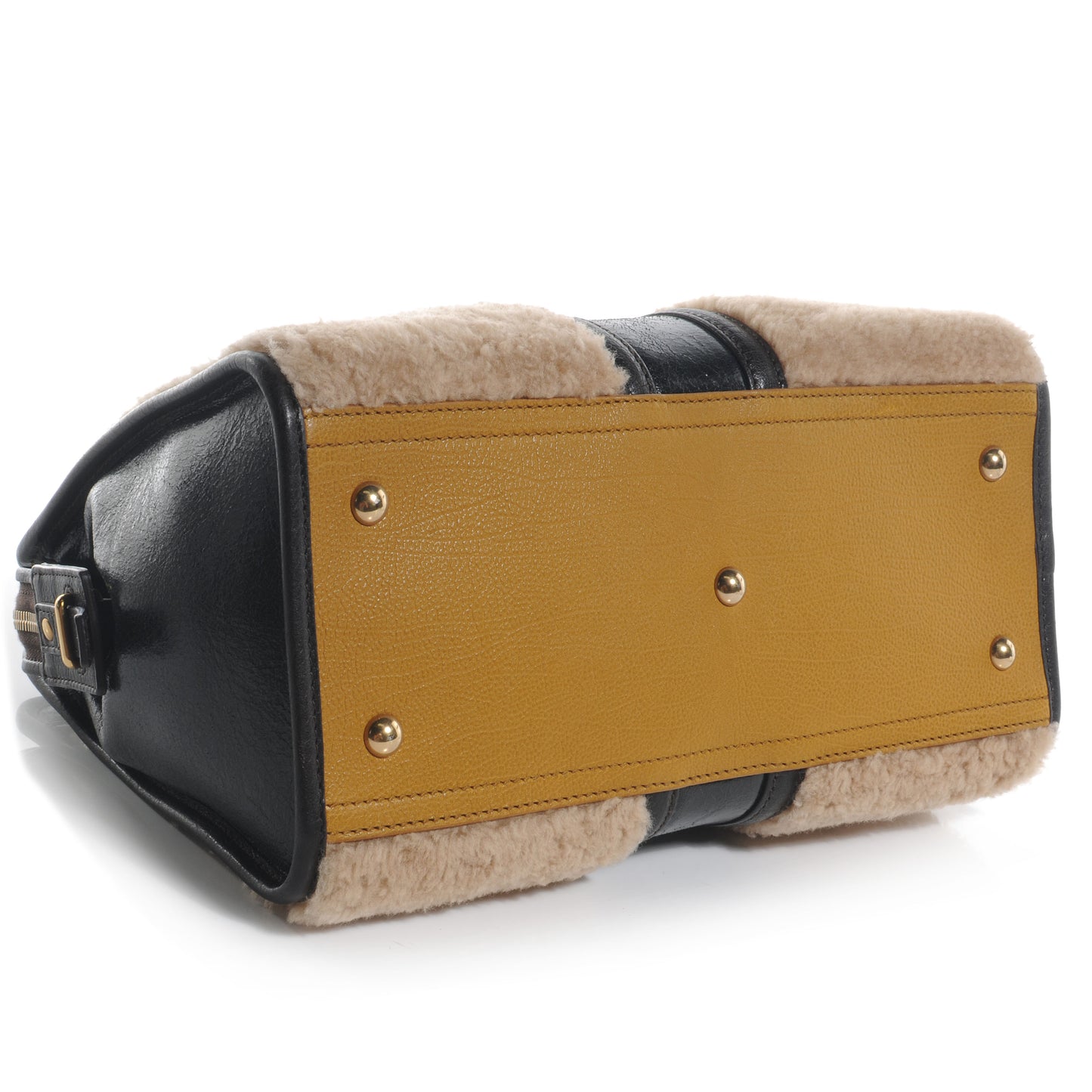 Shearling Leather Mini Cabas Chyc Tote Black Brown
